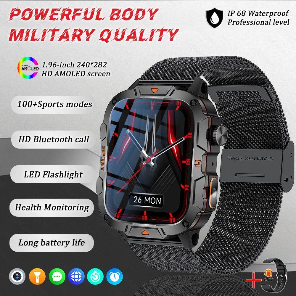 Military Grade AMOLED Waterproof Smart Watch