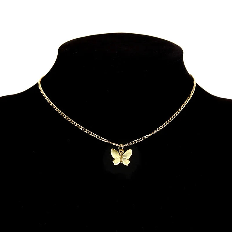 Elegant Double Layer Butterfly Necklace
