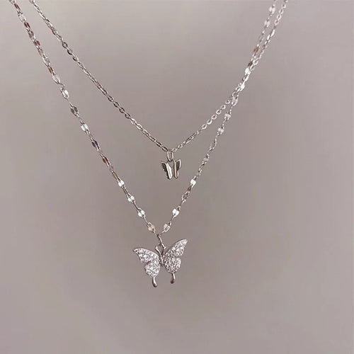 Elegant Double Layer Butterfly Necklace