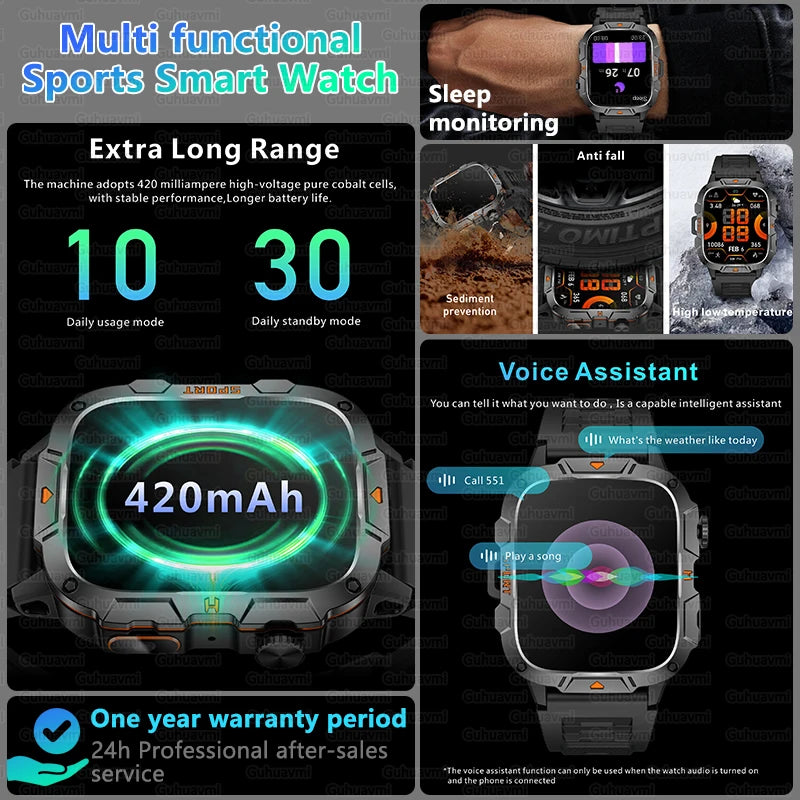 Military Grade AMOLED Waterproof Smart Watch