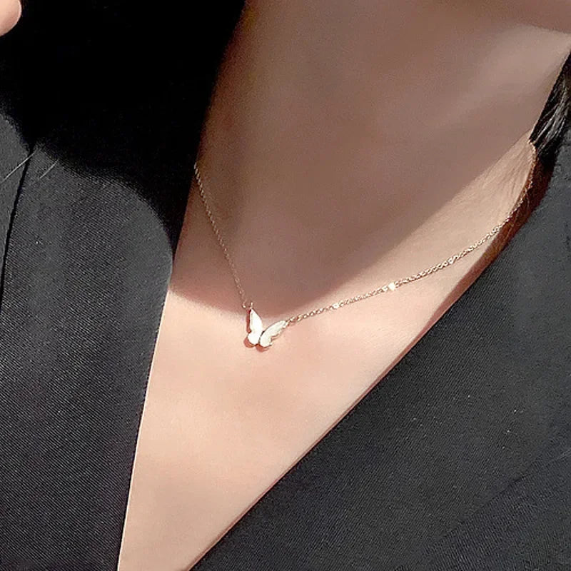Elegant Double Layer Butterfly Necklace
